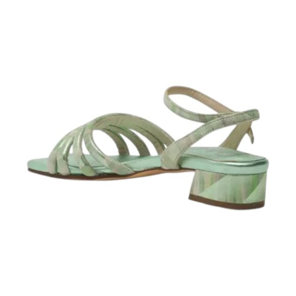 AMALFI Gold Made In Italy Suede Bardana Quarter Ankle Strap Heeled Sandals - Picture 2 of 2